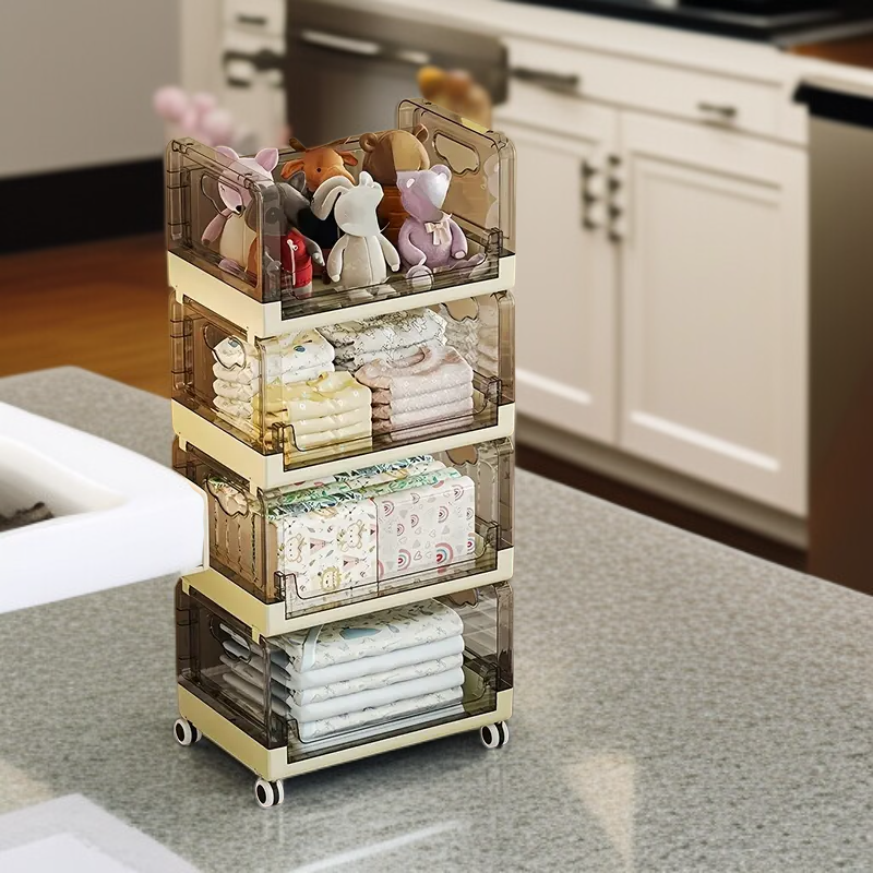 عربة تخزين بعجلات بطبقات متعددة، لتخزين الألعاب والأغراض المنزلية المتنوعة