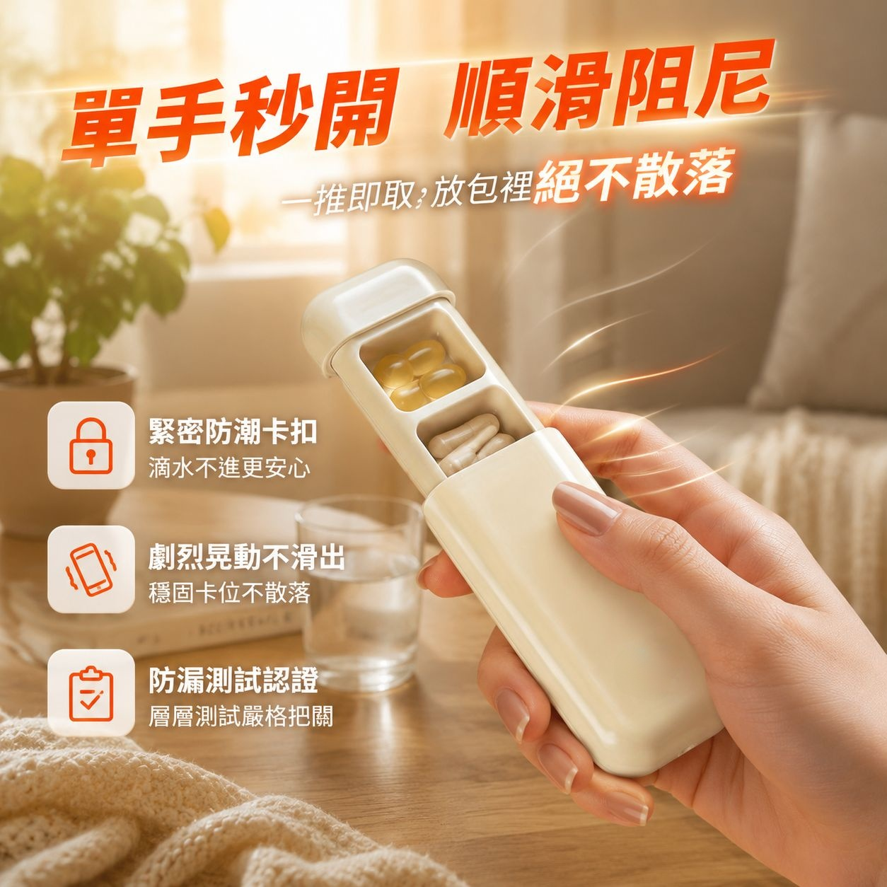 小巧便捷三格分藥盒旅行隨身藥丸盒