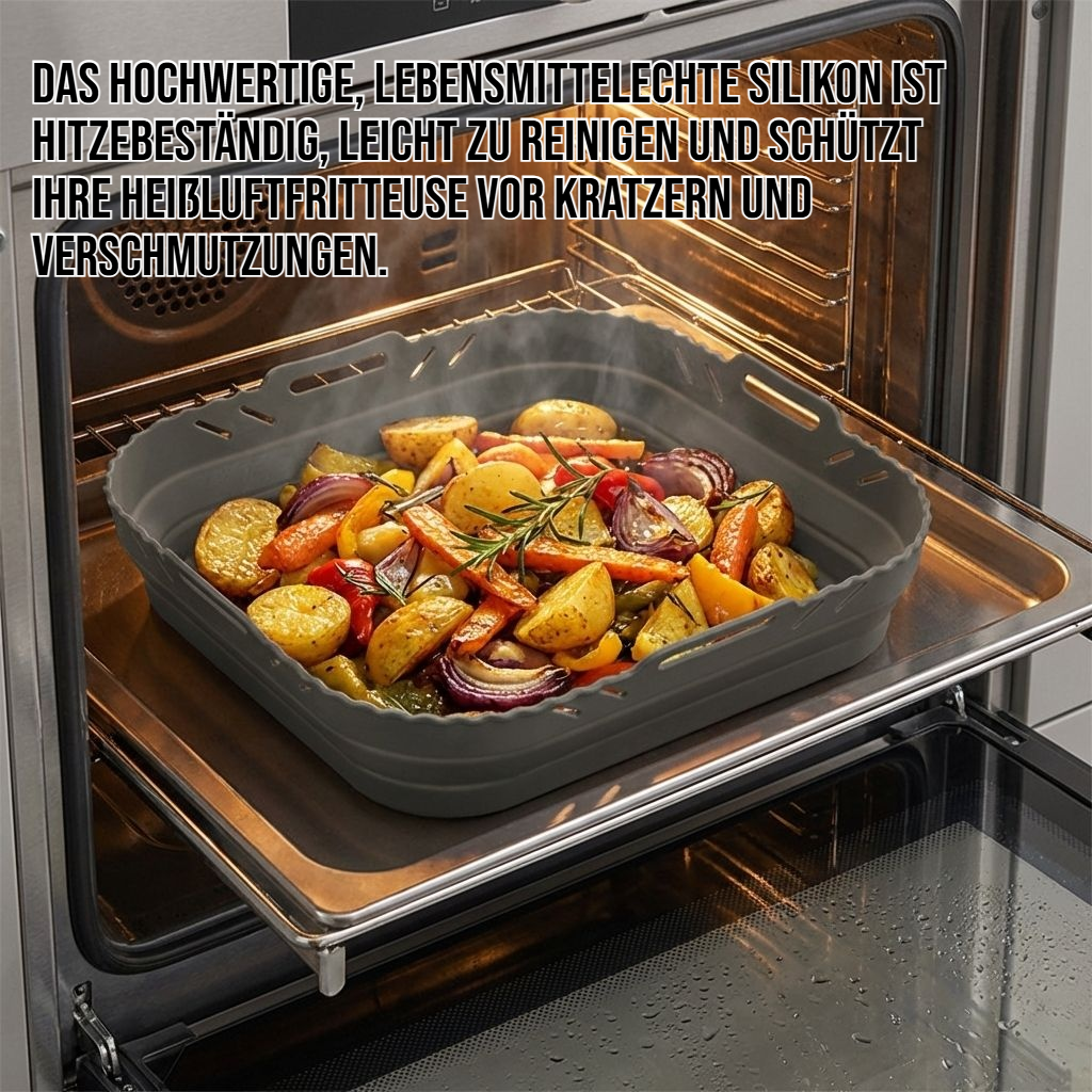 Quadratische, faltbare Silikon-Frischhaltematte für Heißluftfritteusen