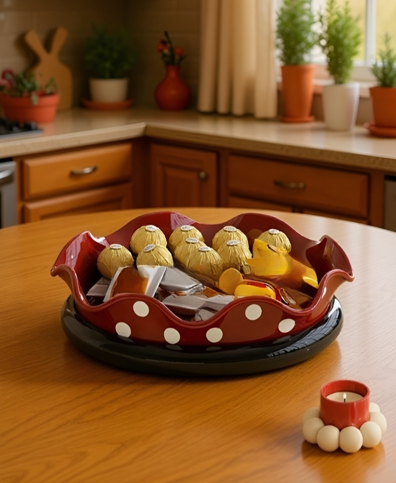 จานผลไม้หมุนได้เหมาะกับห้องนั่งเล่น