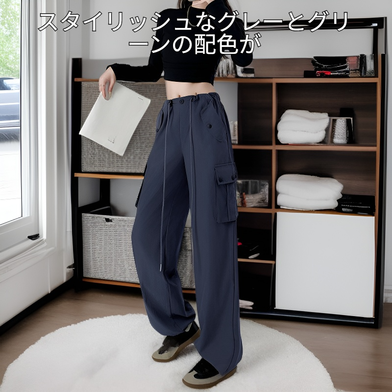 カジュアルスリムグレーグリーンレディースオーバーオールズスウェットパンツ