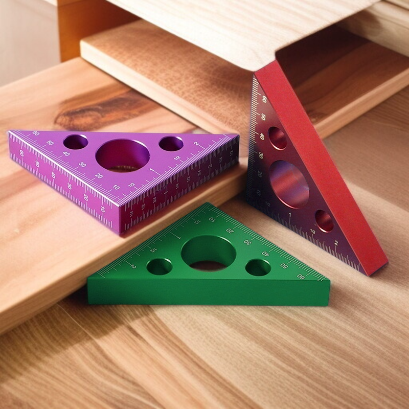 木工用具 直角三角形厚物定規 アルミニウム合金製厚型アングルゲージメトリックインペリアル高さ測定三角定規