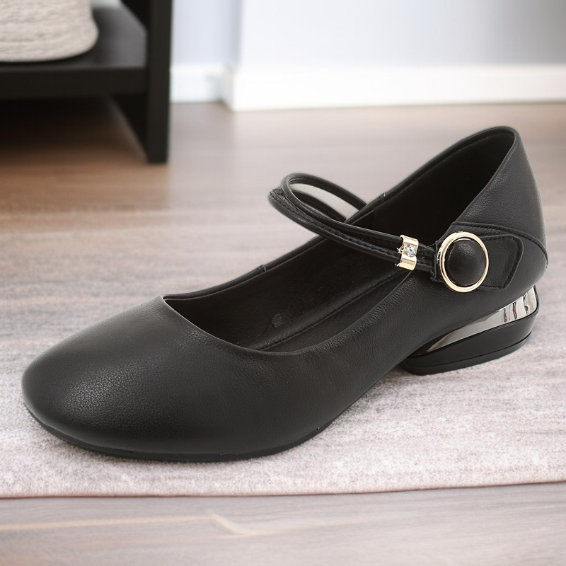 Women's single-strap buckle chunky heel fashion shoes