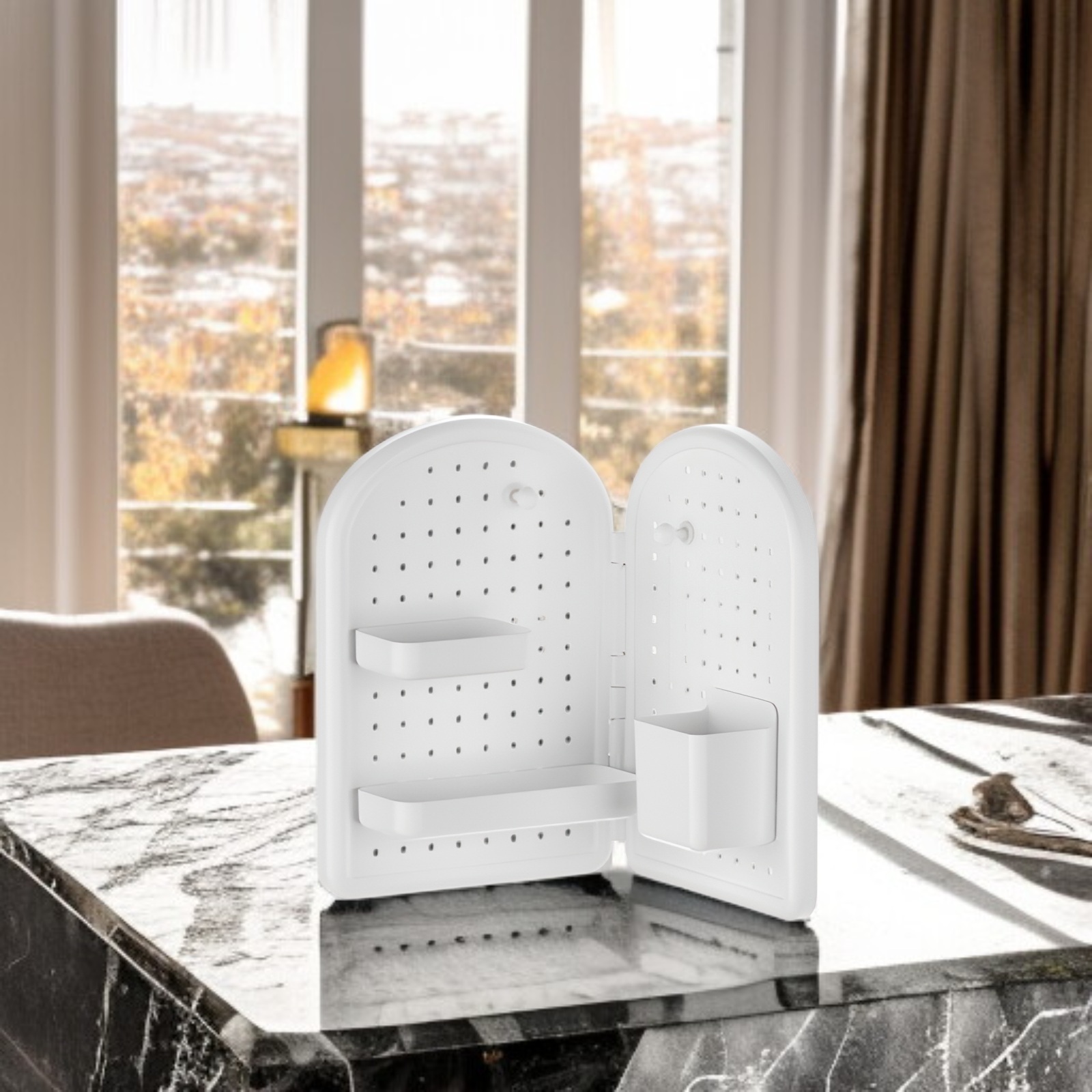 Praktikus függőleges lyuktartó fehér színben