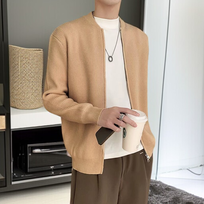 メンズ Vネック カーディガン 厚手 セーター ジャケット ニット トップス ハンサム 厚手 セーター カーディガン トップス