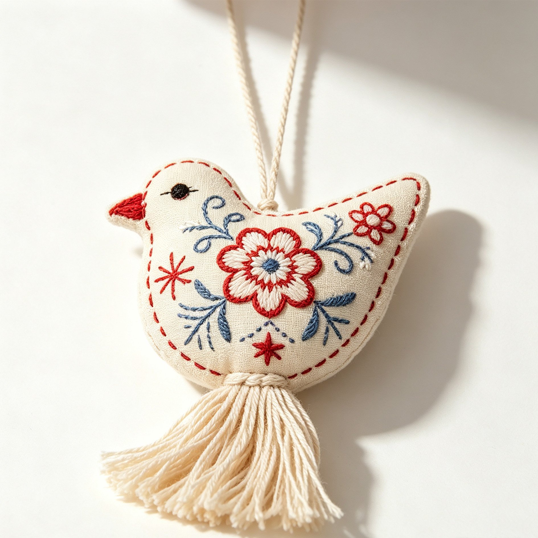 Bird Embroidered Fabric Sachet