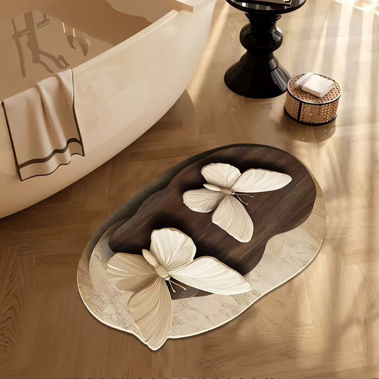 3D Butterfly Flower Diatom Mud Floor Mat