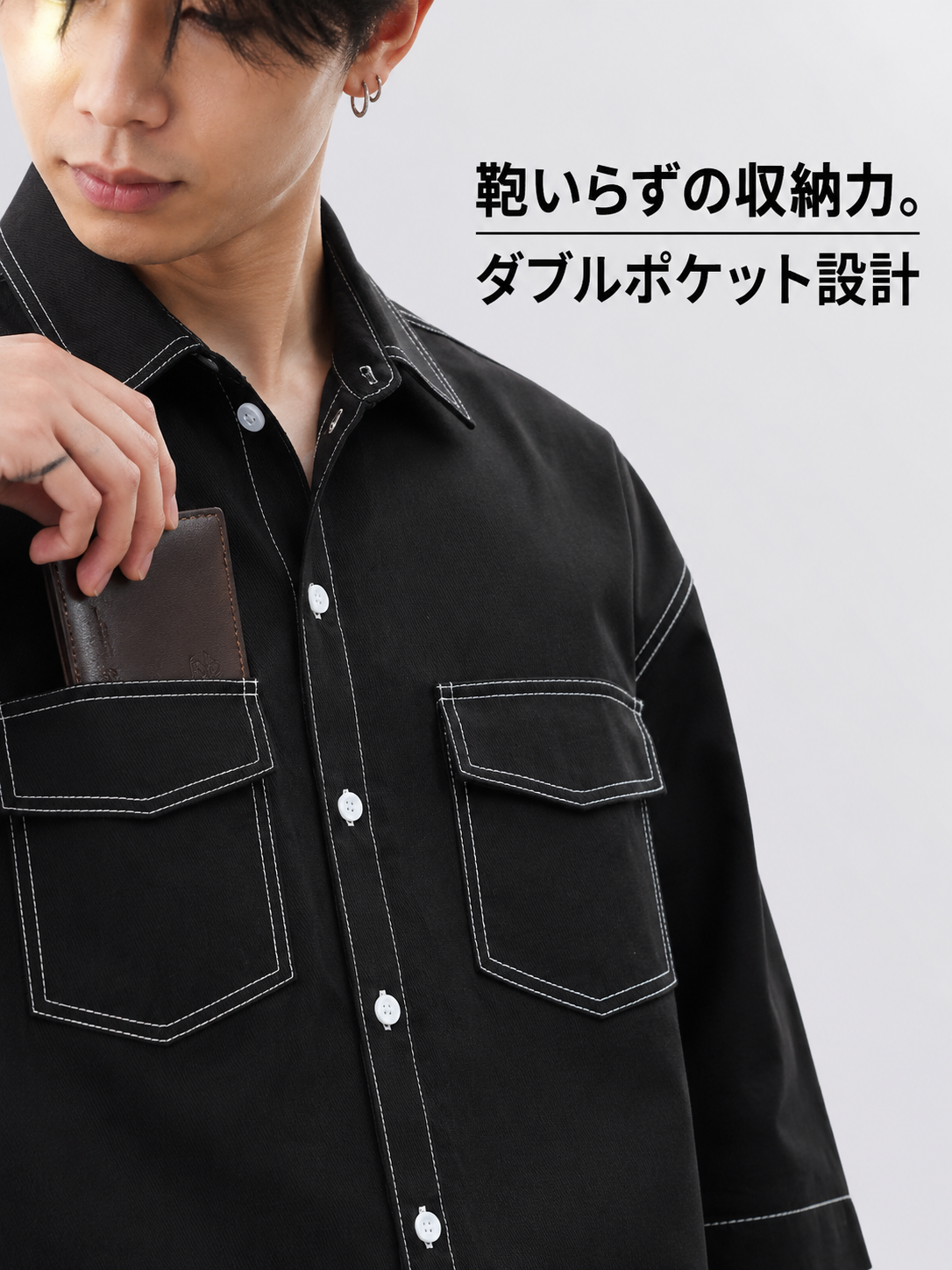 個性的デザイン感 メンズ日本風レトロ半袖シャツ