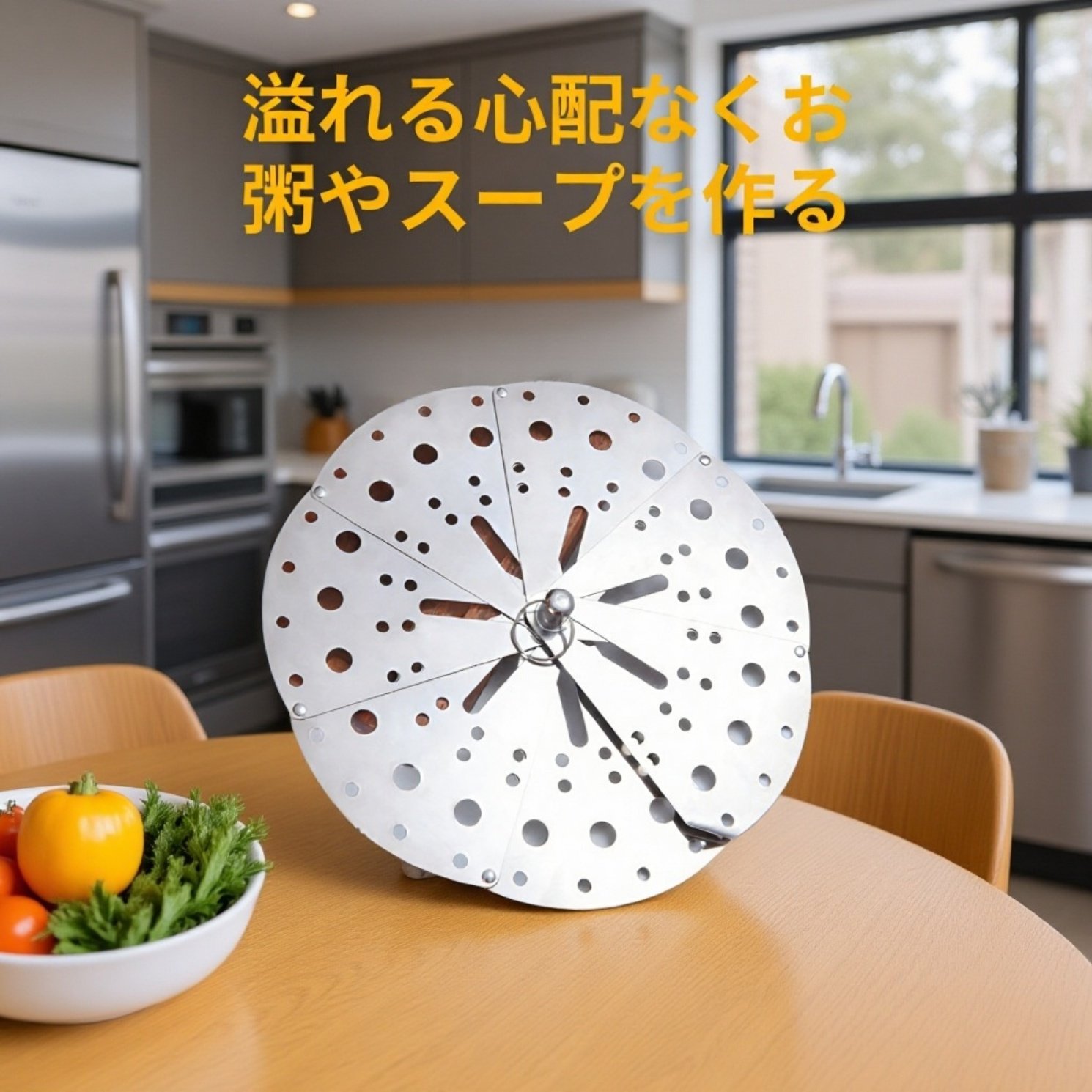 多機能ステンレス製蒸しラック 防溢れ自由カバー付き