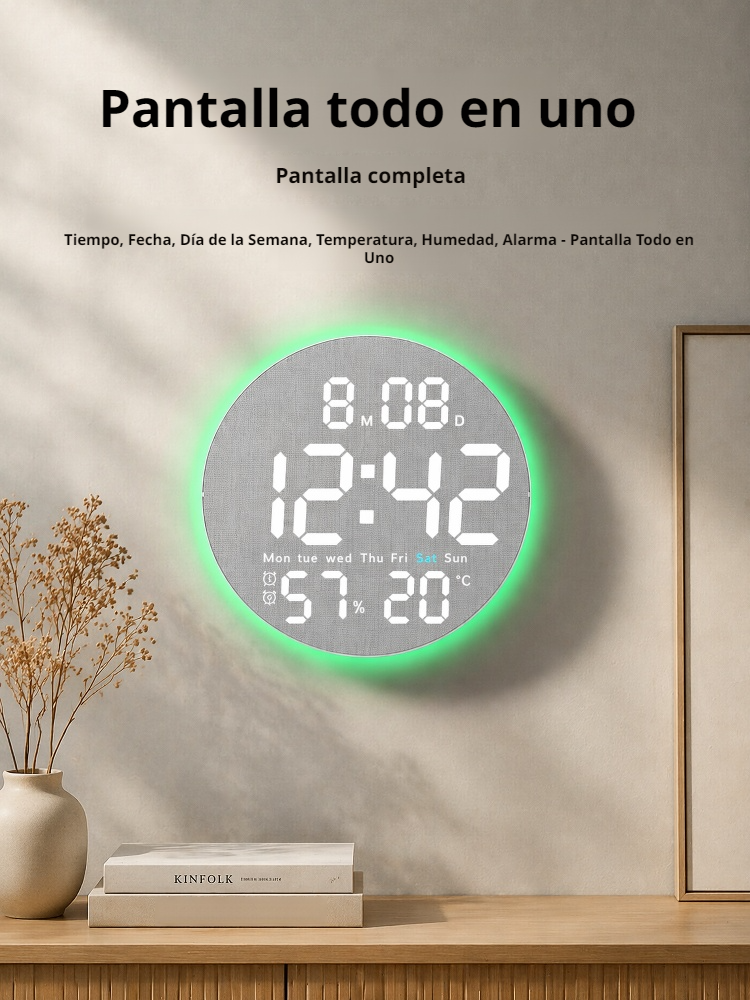 Reloj decorativo de pared con textura de tela