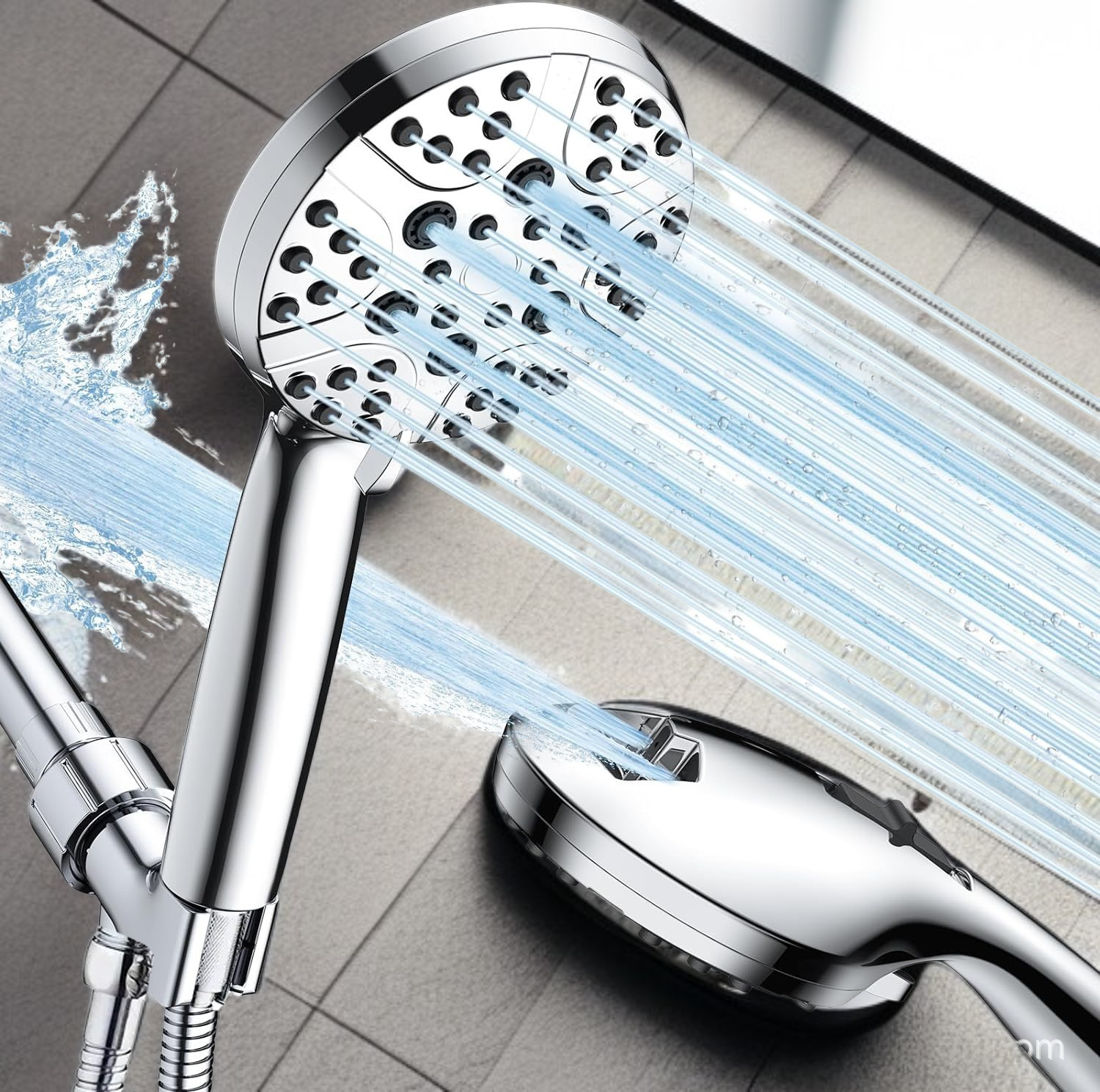 Seven Speed Dual Spray Gun Showerhead Nozzle for Powerful Water Pressure