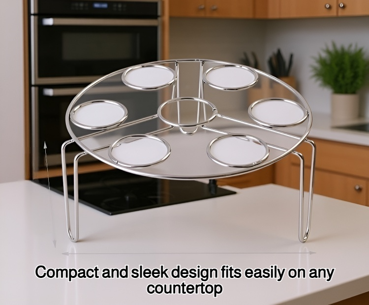 Durable stainless steel egg cooker with eggs inside