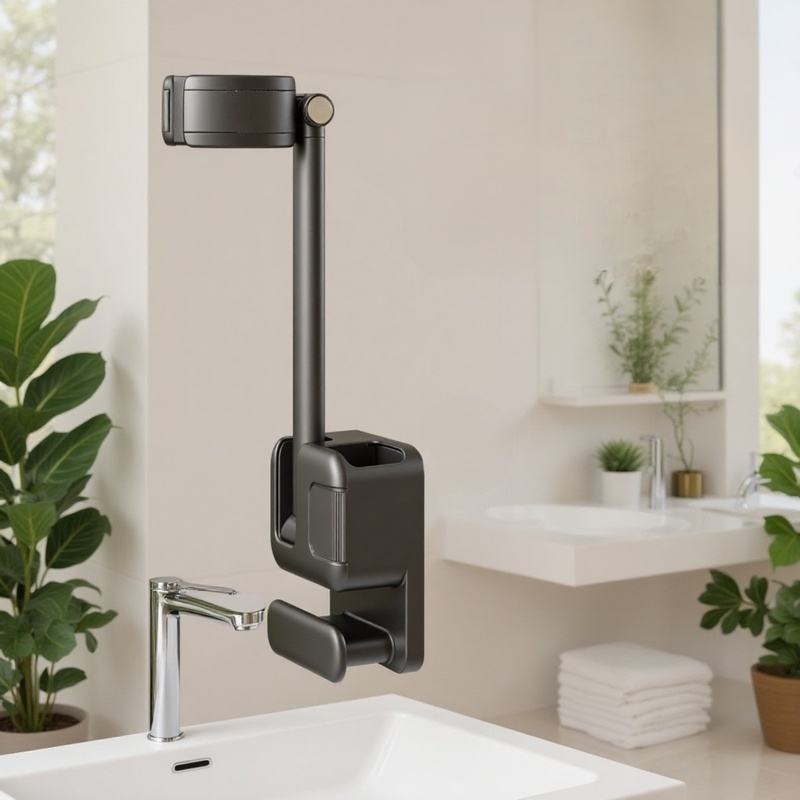 バスルーム壁に簡単取り付けできる収納ラック