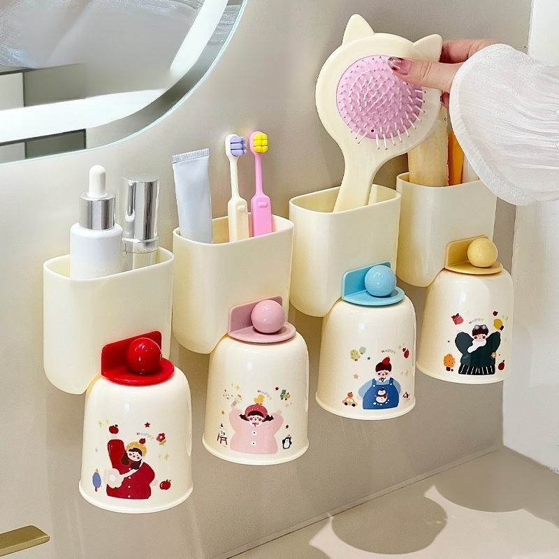 Soporte para cepillos de dientes sin taladro, montado por succión