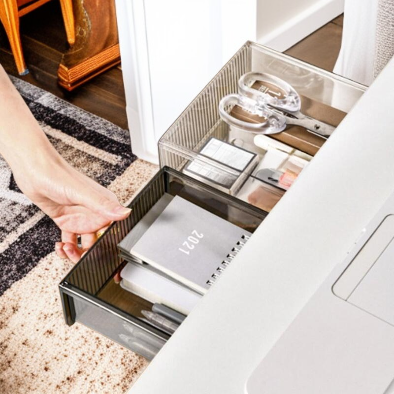 투명 책상 밑 서랍형 수납함 접착식 문구 정리함