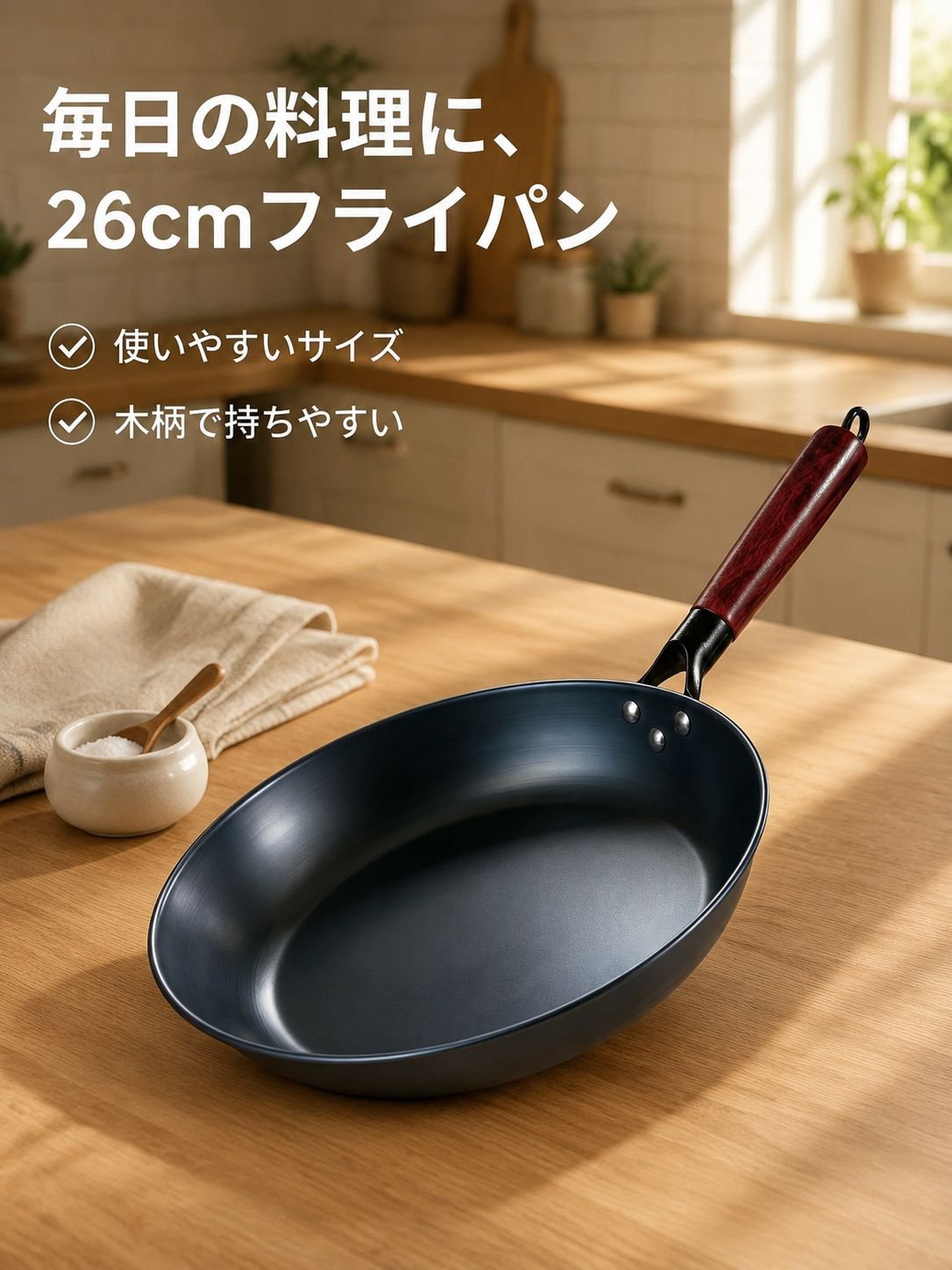 【10年間壊れない】フラット鉄製ノンスティックフライパン