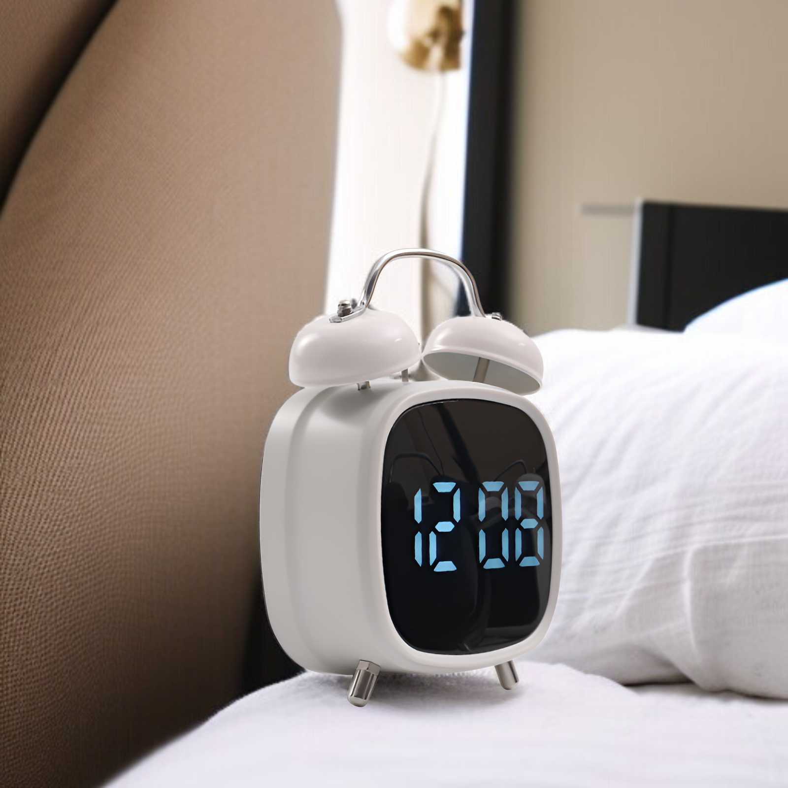 Creative high volume metal strong bell clock LED clock difficult to get up multifunctional clock