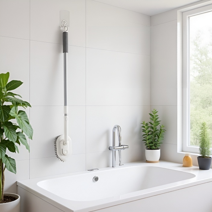 회전식 스틱 화장실 타일 청소 브러시 