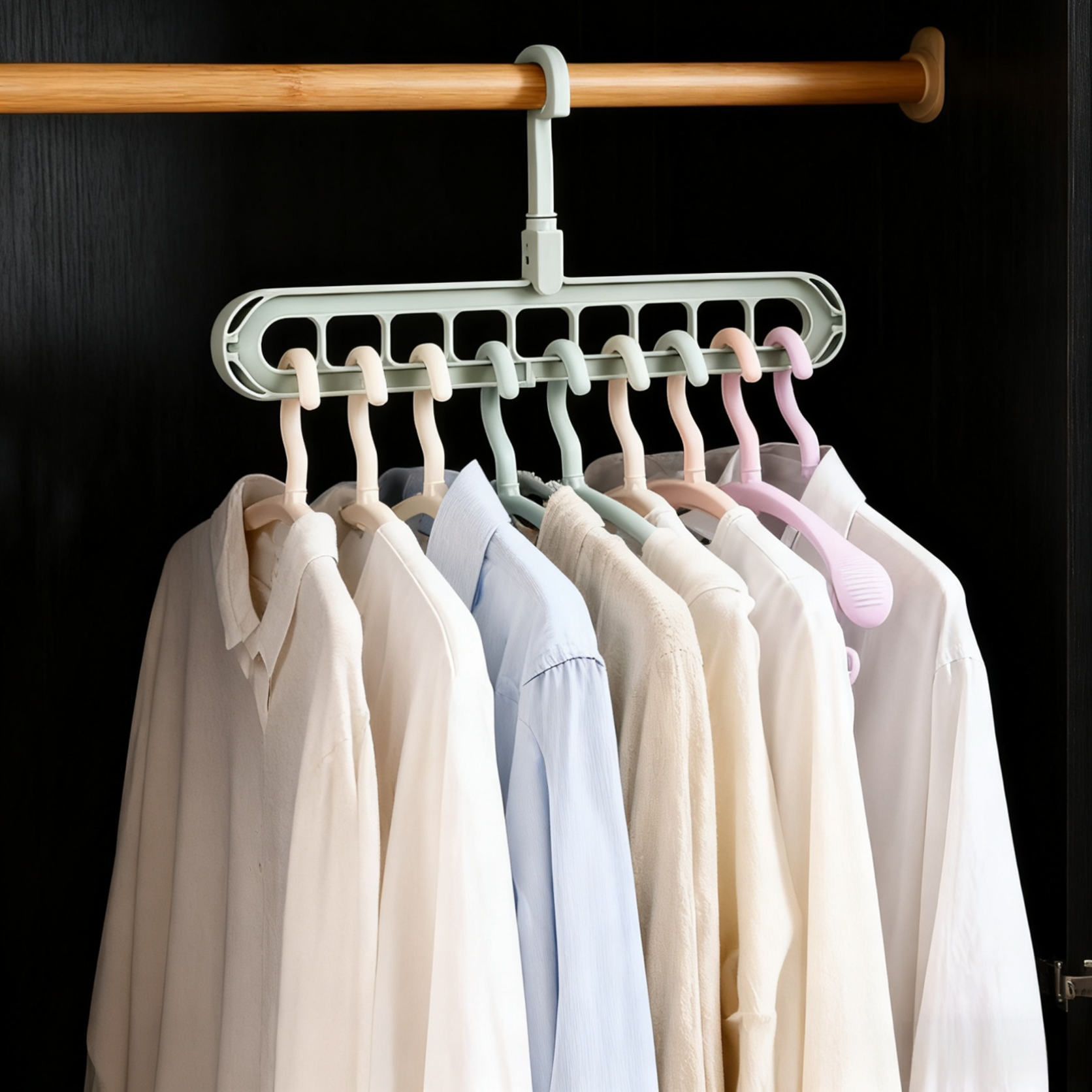  Space-Saving Folding Clothes Hanger with 9 Holes for Home Organization