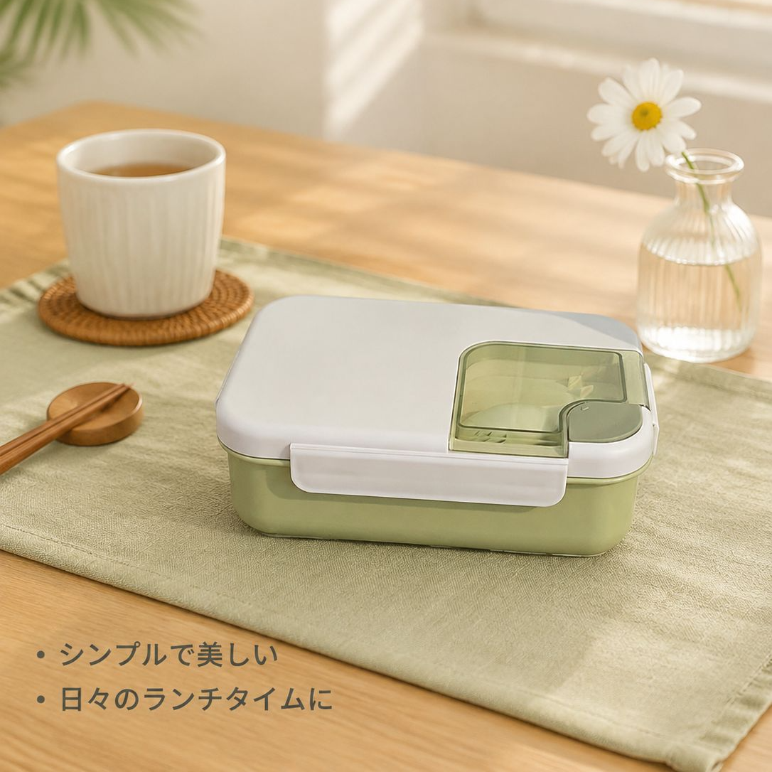 パズルデザイン可愛い弁当箱蓋付き携帯カトラリー