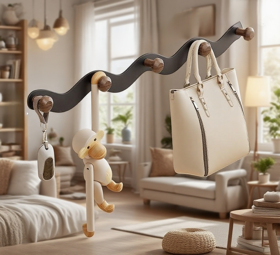 木製掛衣架搭配現代家居設計