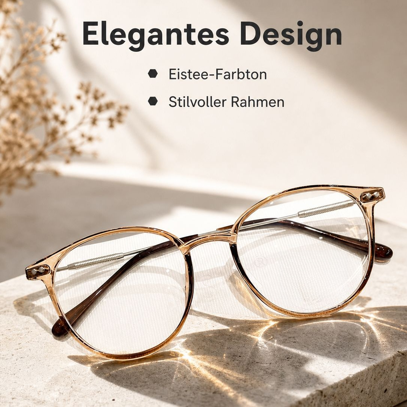 Elegante Seniorenbrille in dunklem Teebraun, ultraleicht mit grauen Gläsern
