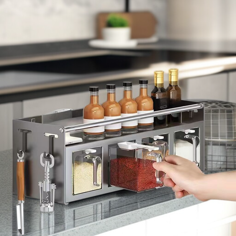 廚房壁掛式調味瓶罐收納套裝（鹽味胡椒專用）