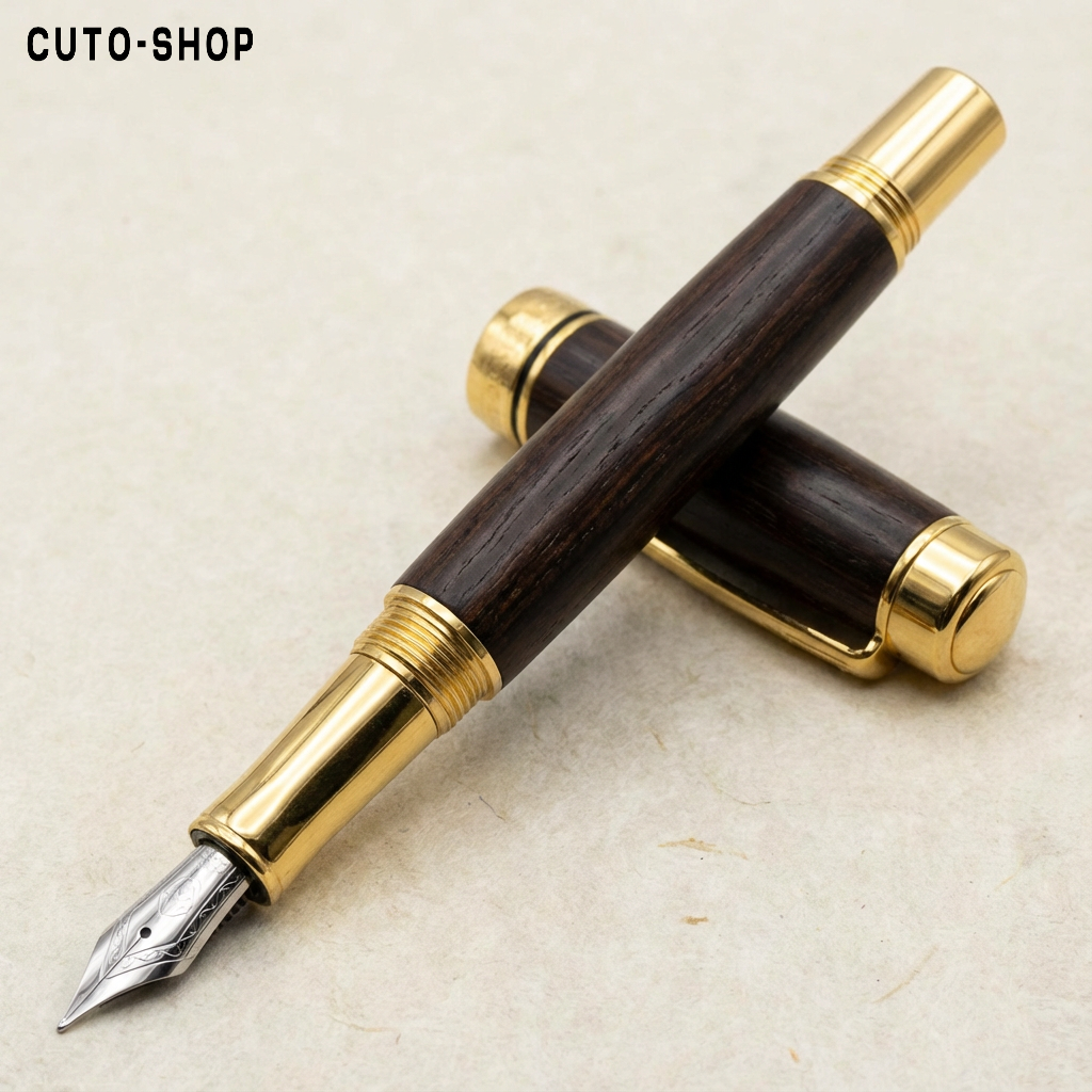 Pluma estilográfica vintage sobre cuaderno de cuero