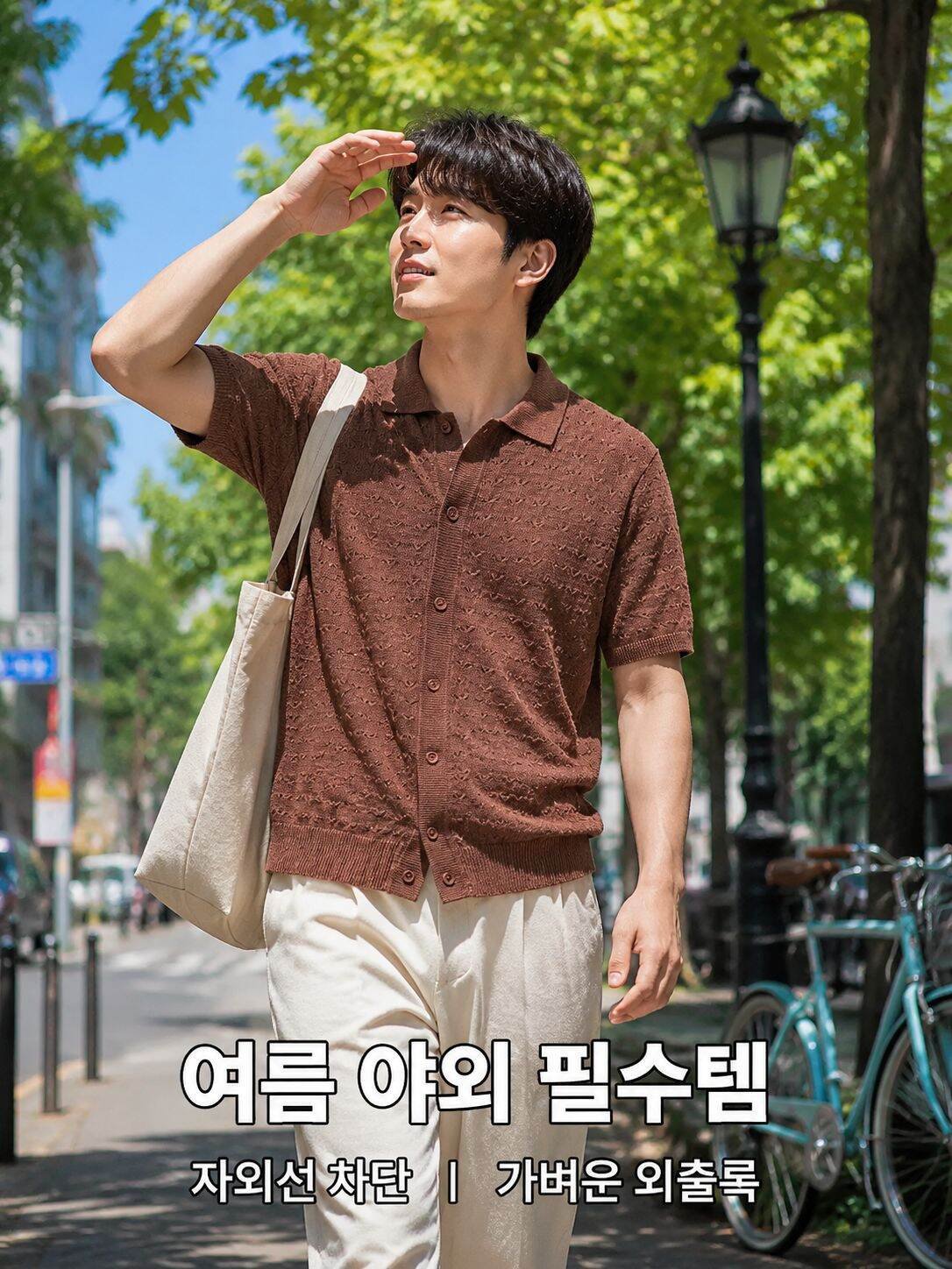 남성 린넨 니트 가디건 여름용 캐주얼 반팔 가디건