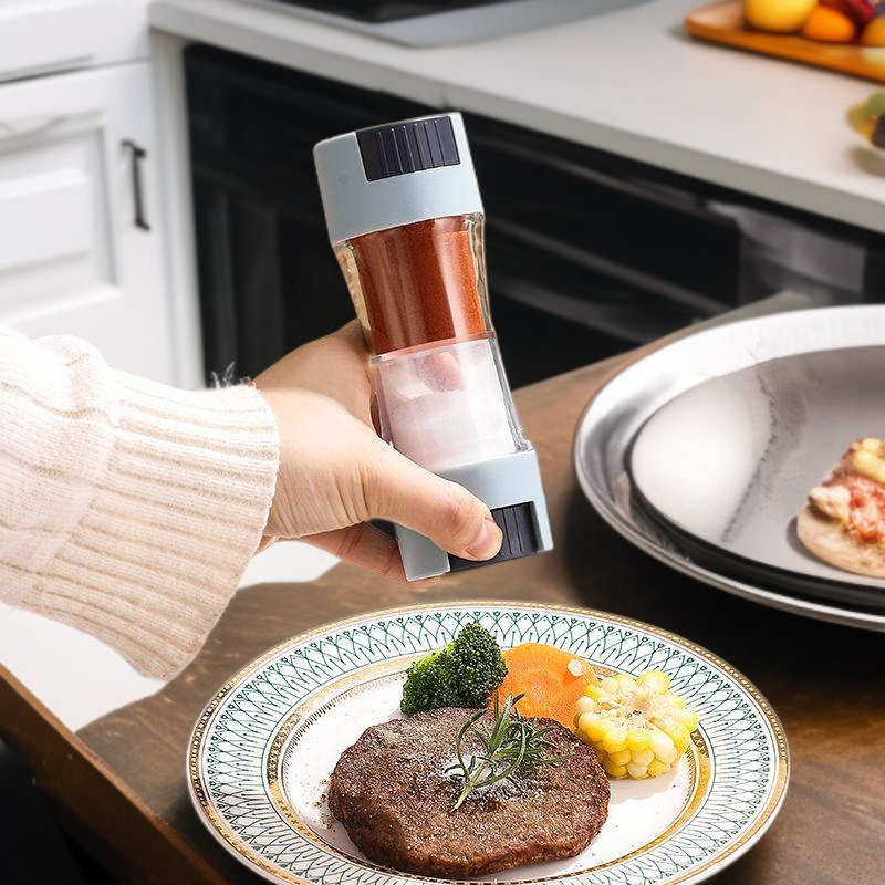 Hordozható mini fűszertartó doboz konyhai sóadagoló nyomófejjel