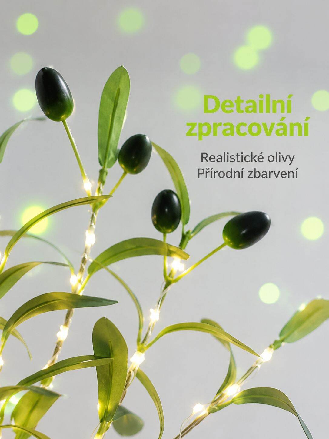 Umělá oliva větev jako stylová dekorace na stůl