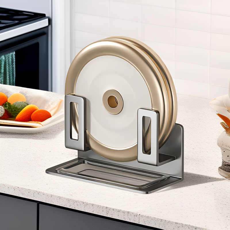 Wall-mounted pot lid rack