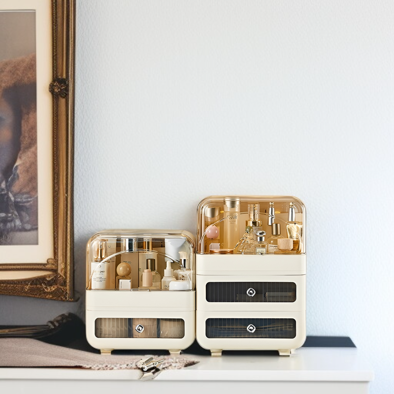 Makeup organizer with dustproof design and spacious compartments