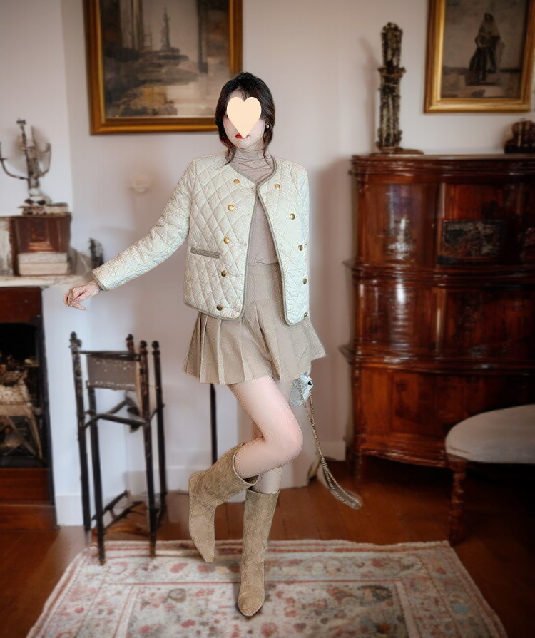 스타일리시한 여성 쇼트 패딩 코디