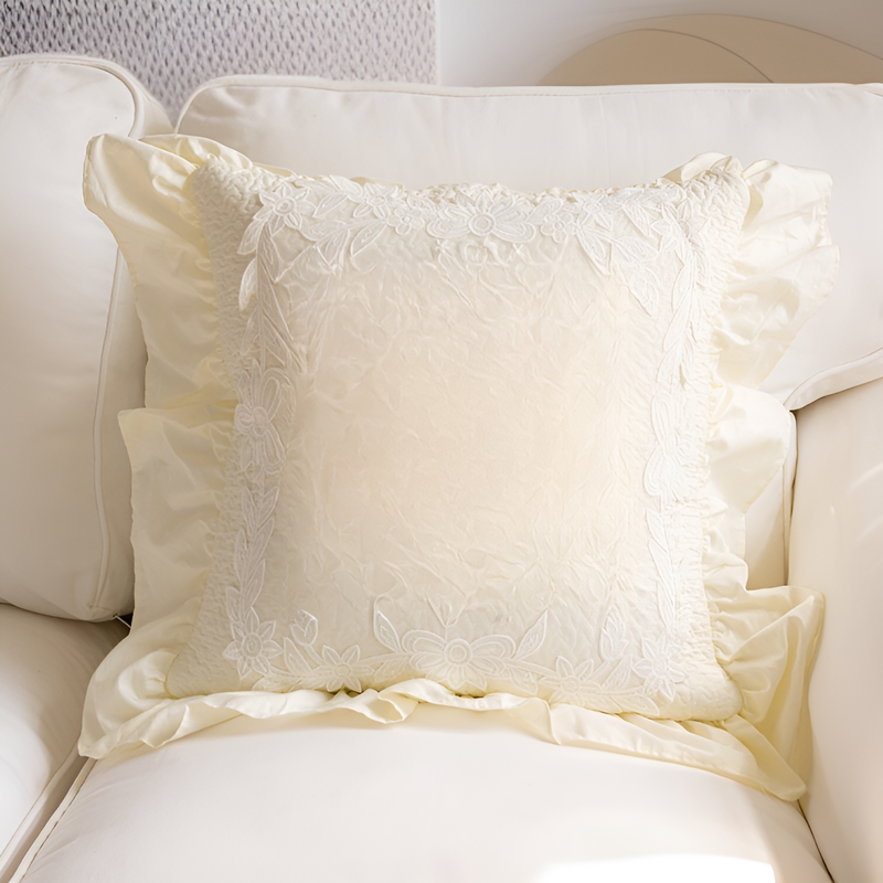 누홈 하트 2단 레이스 사각 쿠션 (솜 포함)