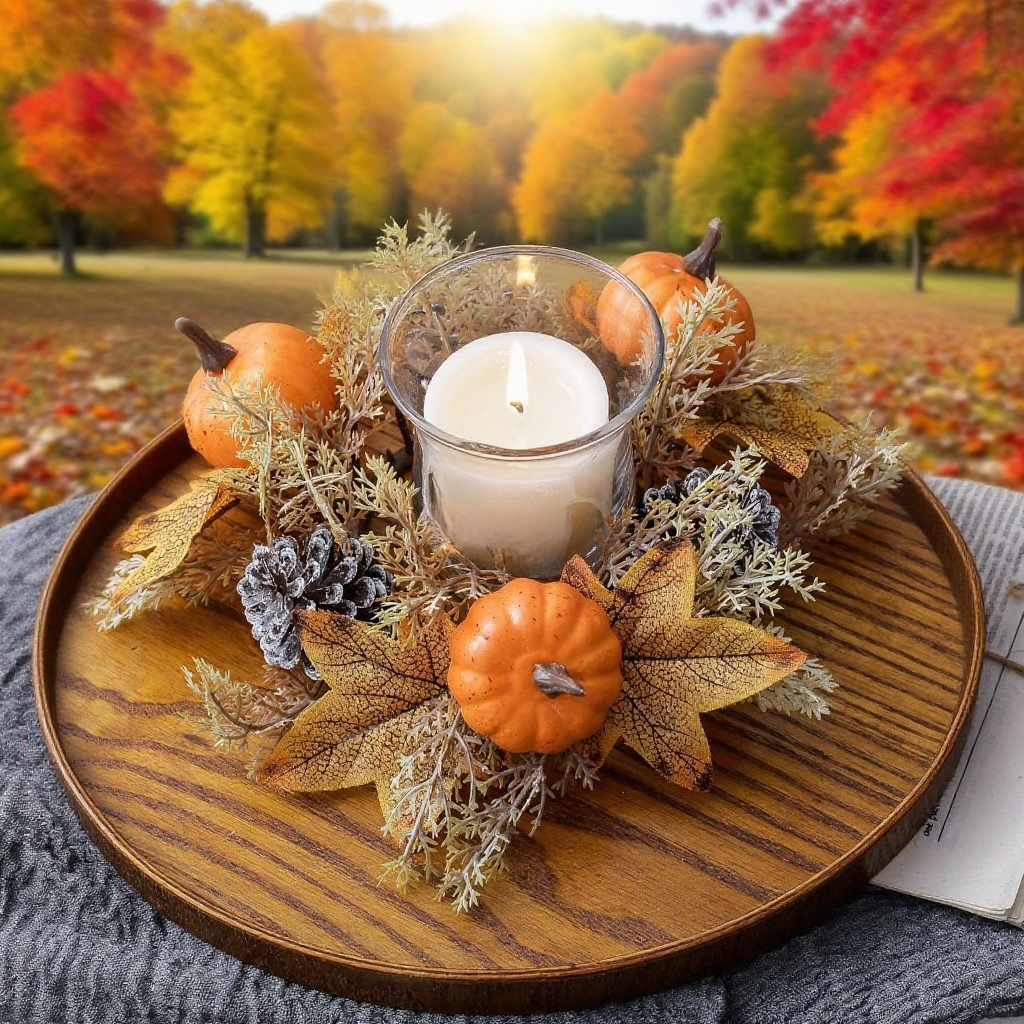 자연스러운 소재의 가을 화환