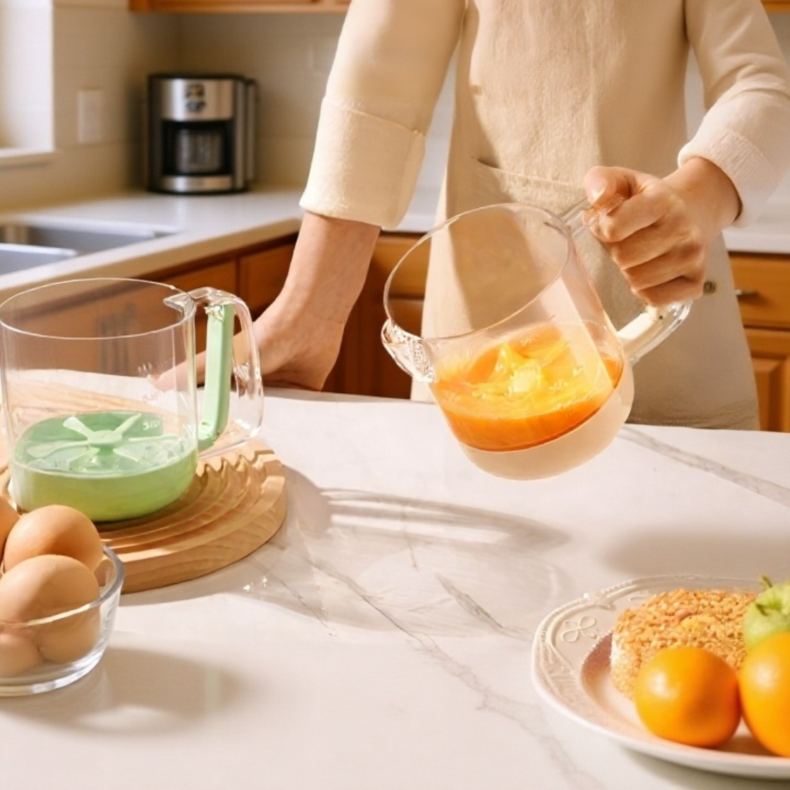 半自動卵ビータークリーム攪拌カップ大容量一体型