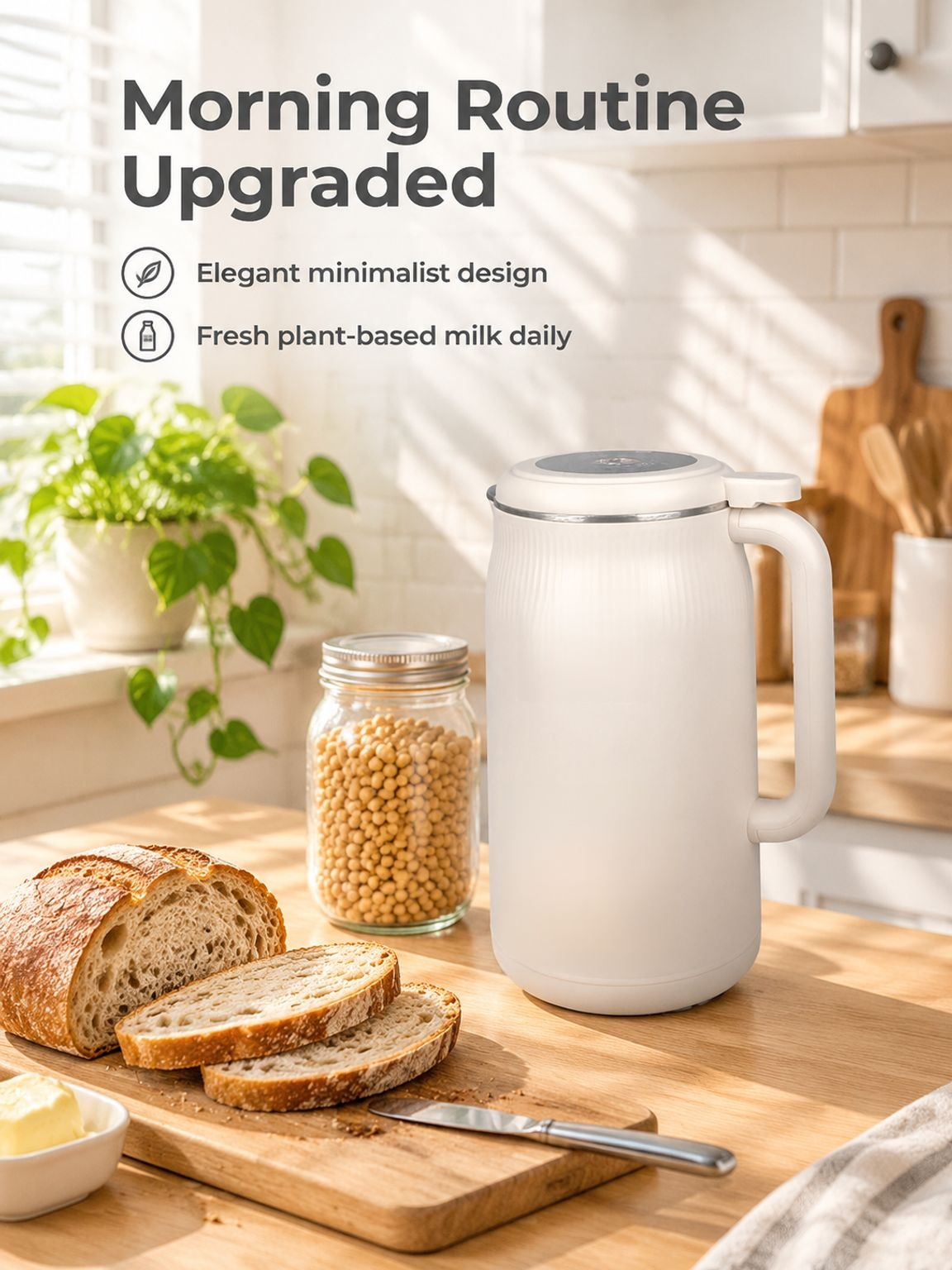Multifunctional high-speed soy milk blender on a kitchen counter