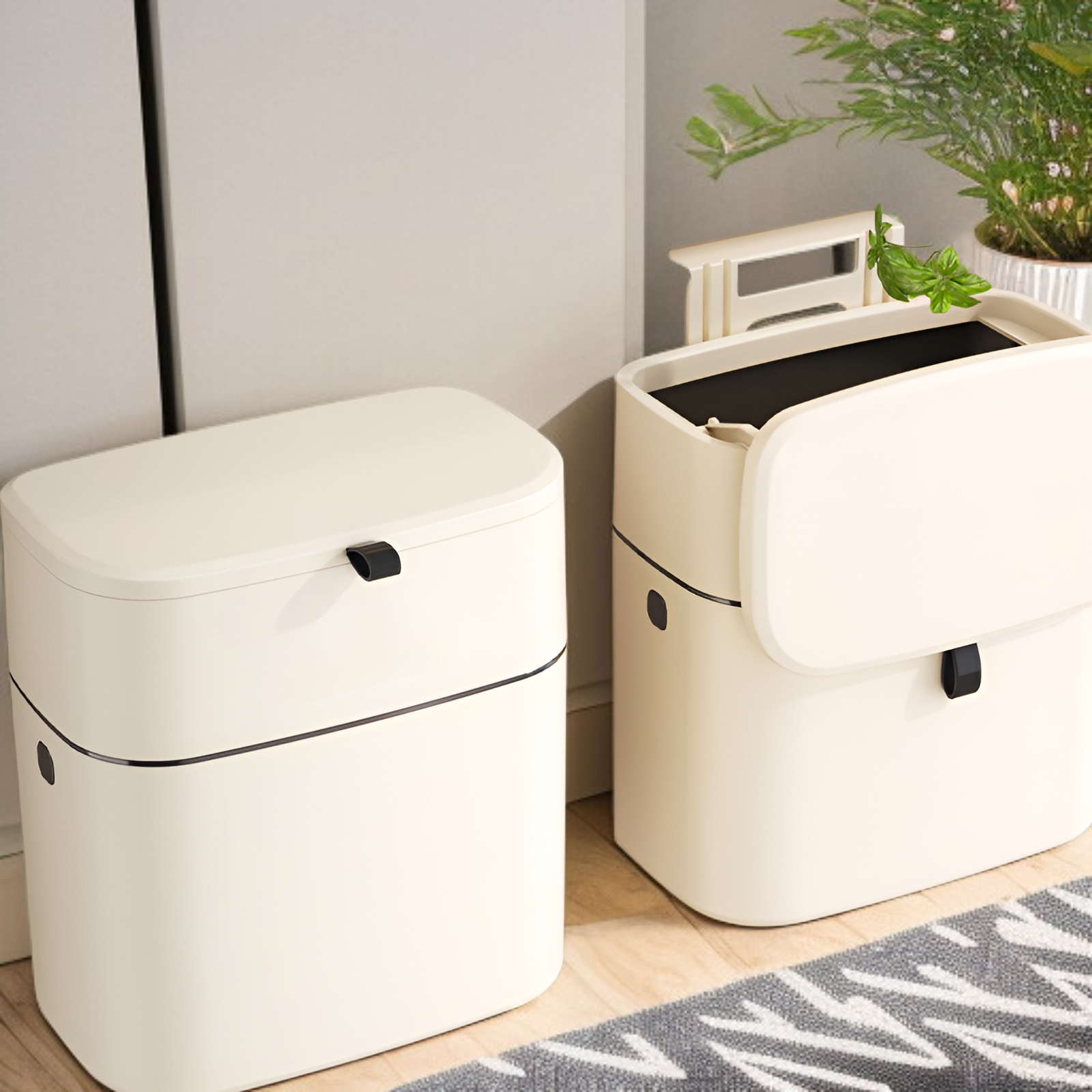 壁掛け式フリップゴミ箱 キッチン・バスルーム用フック式 リビングルーム用ゴミ箱 蓋付き 多目的ゴミ箱 大型四角ゴミ箱