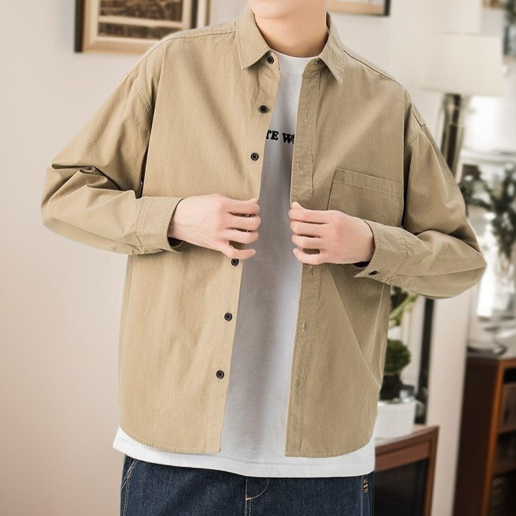 男士長袖工裝襯衫外套