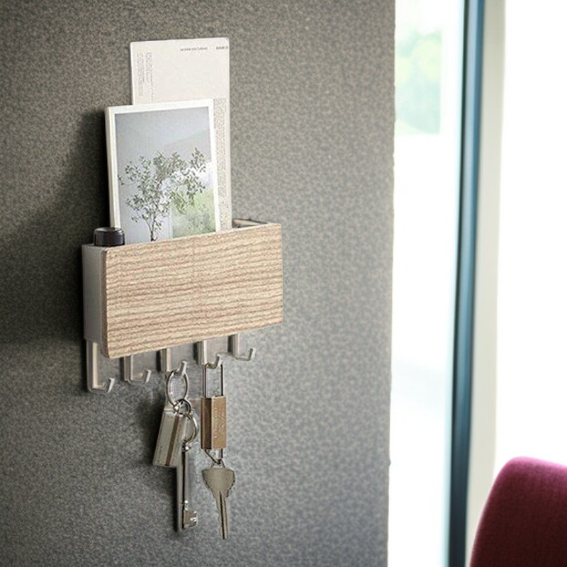Soporte para llaves de madera maciza multifuncional sin agujeros