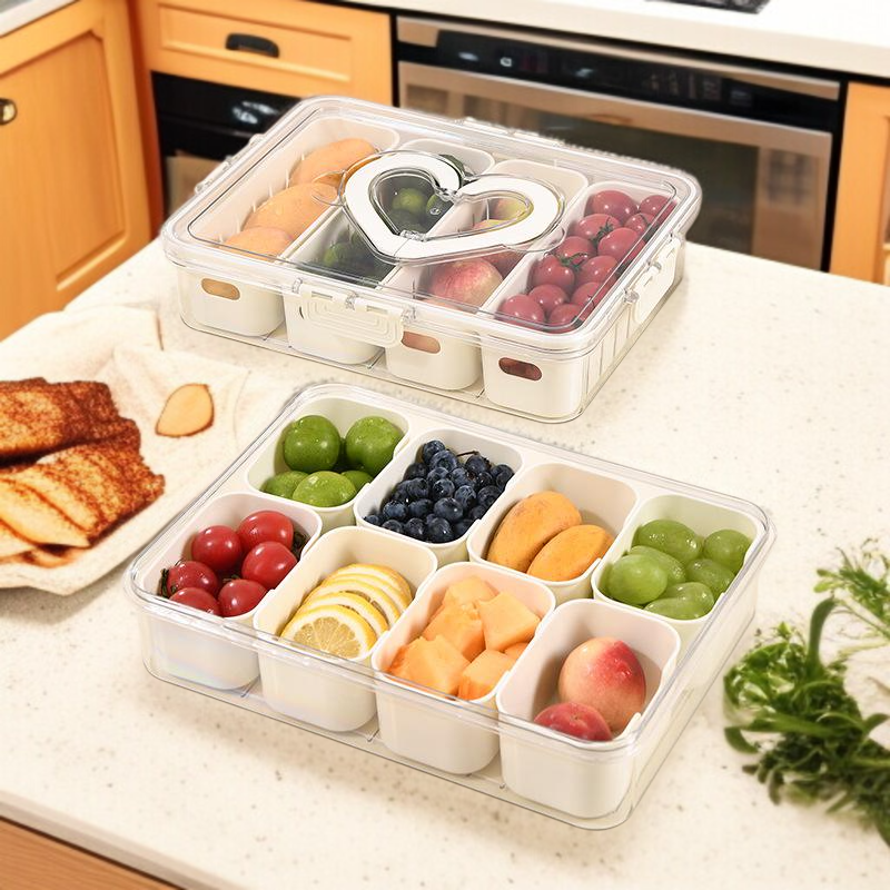 Caja organizadora de ensaladas y especias para refrigerador, hermética y multifuncional