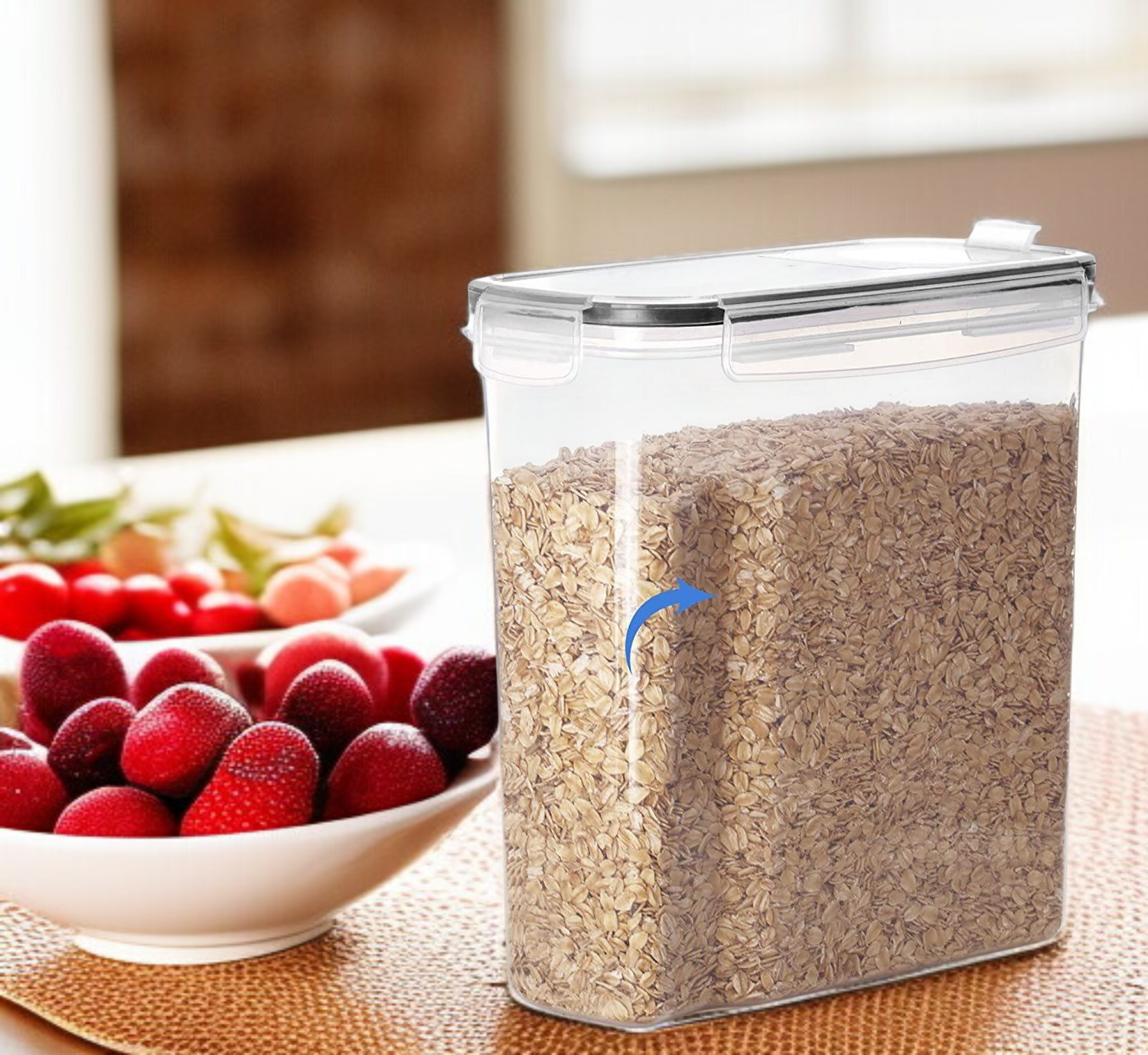 식품급 소재 곡물통 주방 배치 사진