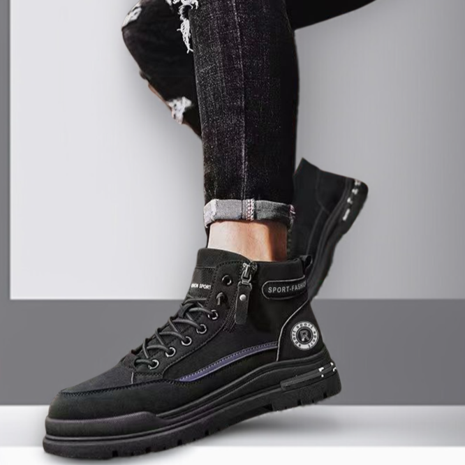 남성 워커 미들 카고 내마모성 미끄럼 방지 면화 겨울 기모 남성화