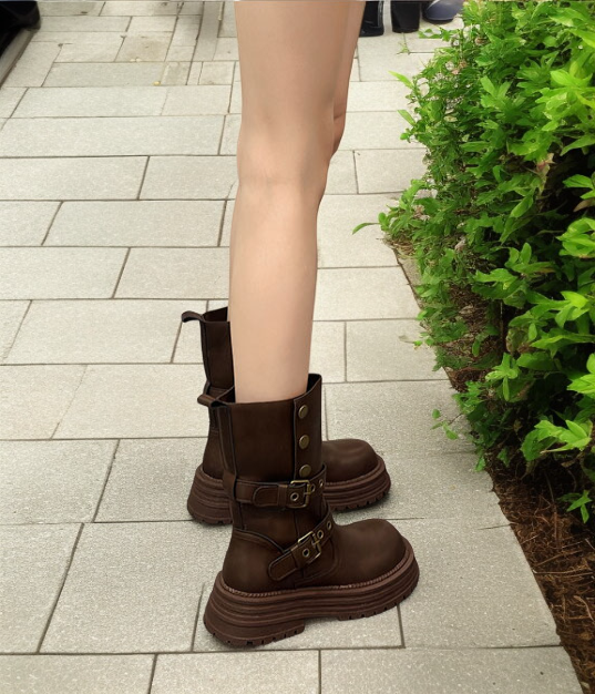 2025年春秋新作レトロ厚底ブーツ商品写真