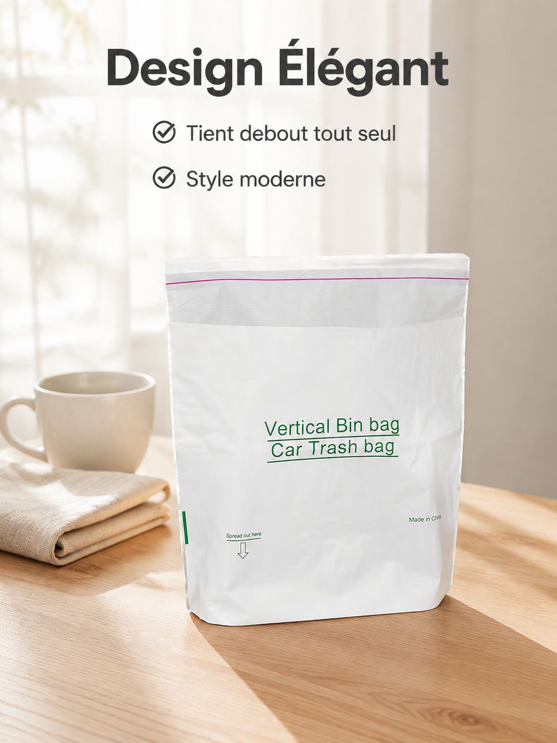 Sac poubelle debout spécial voiture pour usage domestique