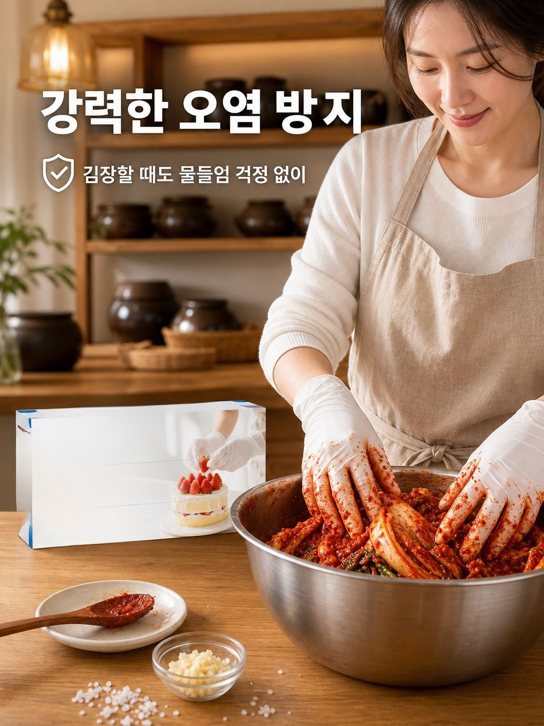 니트릴 파우더프리 일회용 장갑, 화이트, 얇은 타입, 미끄럼 방지 손끝, 100매입