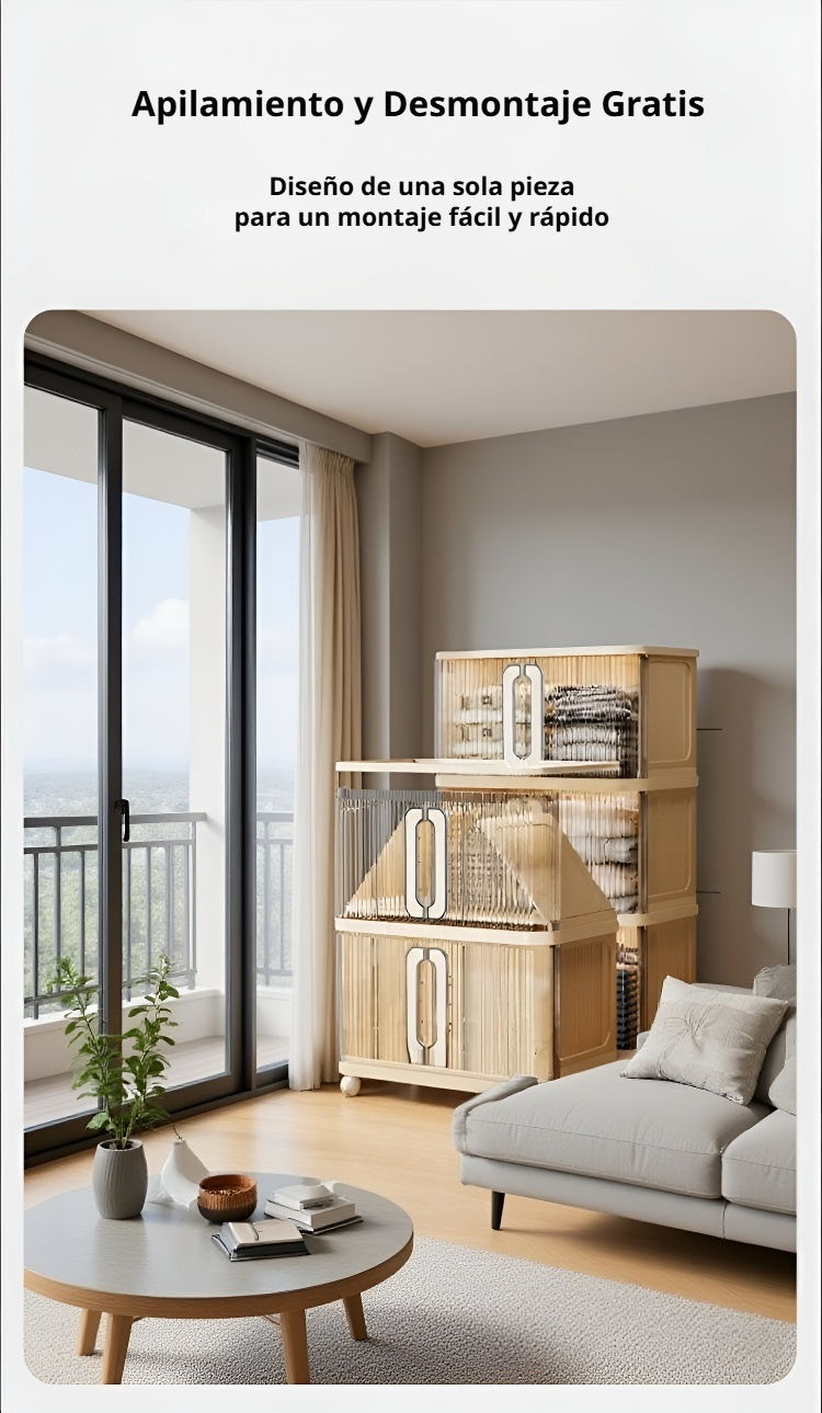 Gabinete organizador portátil abierto mostrando espacio de almacenamiento