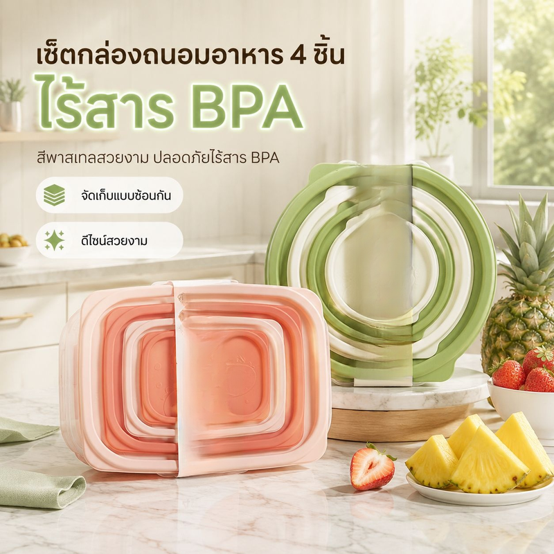 กล่องเก็บอาหารทรงสี่เหลี่ยม กล่องเก็บของในครัวทรงกลม กล่องเก็บสับปะรดในครัว