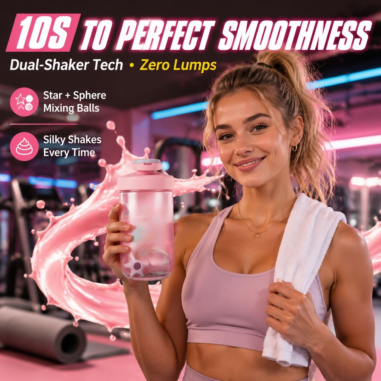 Unisex Fitness Shaker Bottle with Measurement Marks